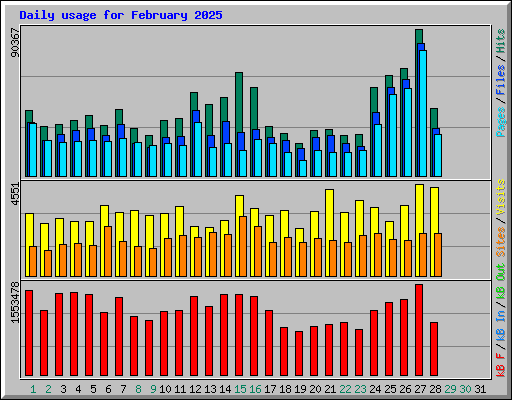 Daily usage for February 2025