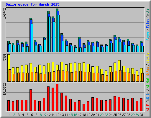Daily usage for March 2025